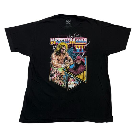 WWE Wrestling Shirt Mens XL Black WrestleMania VI Short Sleeve Randy Savage - Picture 1 of 6